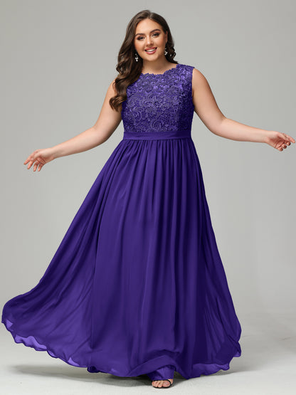 A-Line Bateau Plus Size Chiffon Bridesmaid Dresses