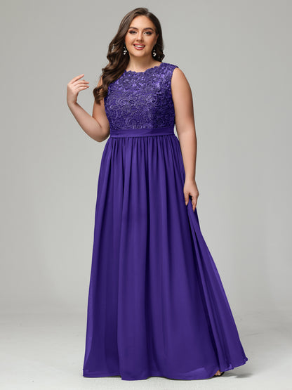A-Line Bateau Plus Size Chiffon Bridesmaid Dresses