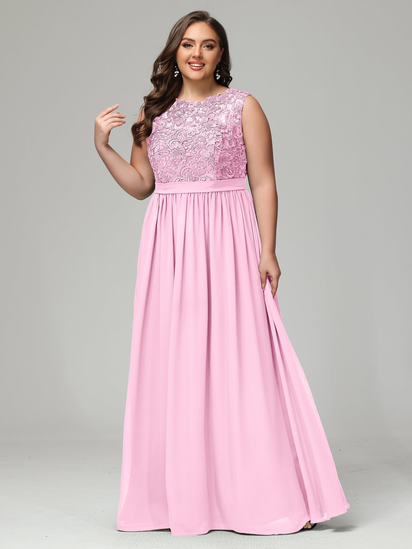 A-Line Bateau Plus Size Chiffon Bridesmaid Dresses