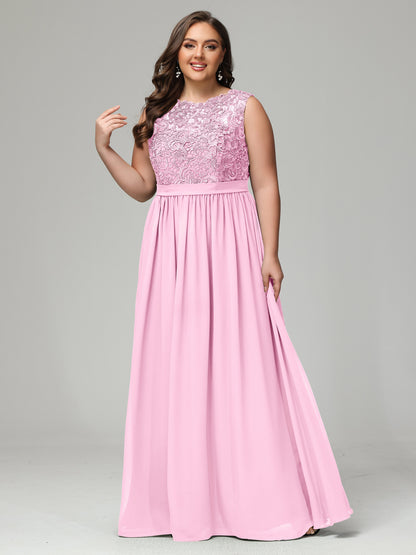 A-Line Bateau Plus Size Chiffon Bridesmaid Dresses