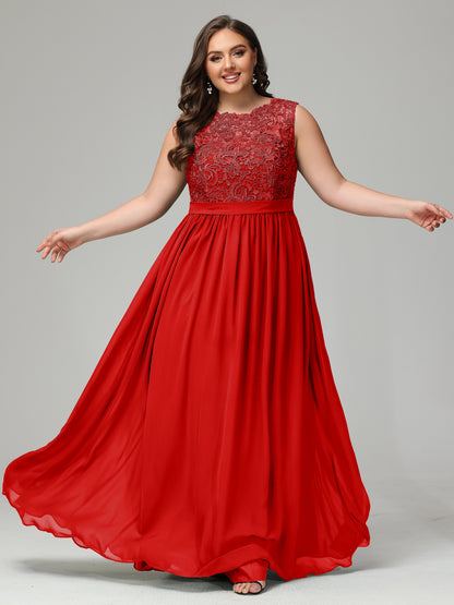 A-Line Bateau Plus Size Chiffon Bridesmaid Dresses