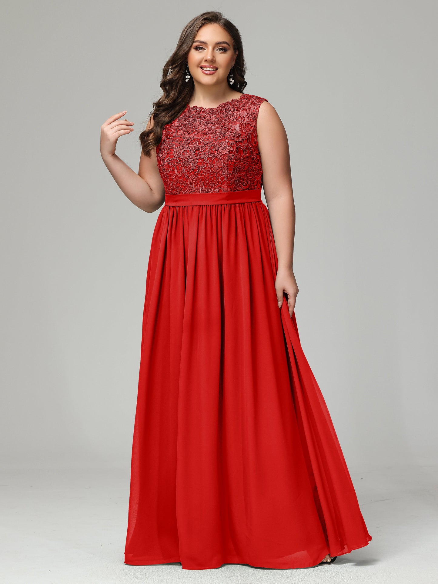 A-Line Bateau Plus Size Chiffon Bridesmaid Dresses