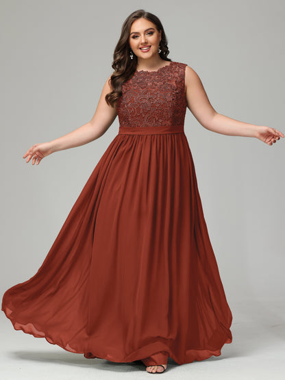 A-Line Bateau Plus Size Chiffon Bridesmaid Dresses