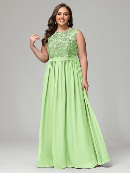 A-Line Bateau Plus Size Chiffon Bridesmaid Dresses