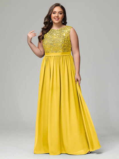 A-Line Bateau Plus Size Chiffon Bridesmaid Dresses