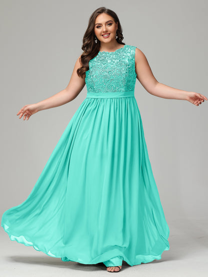 A-Line Bateau Plus Size Chiffon Bridesmaid Dresses