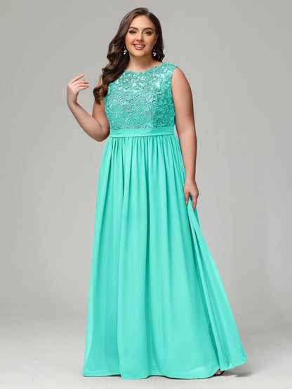 A-Line Bateau Plus Size Chiffon Bridesmaid Dresses