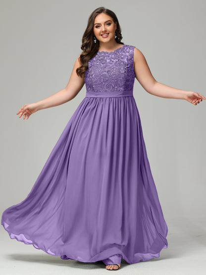 A-Line Bateau Plus Size Chiffon Bridesmaid Dresses