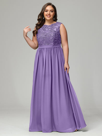 A-Line Bateau Plus Size Chiffon Bridesmaid Dresses