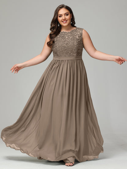 A-Line Bateau Plus Size Chiffon Bridesmaid Dresses
