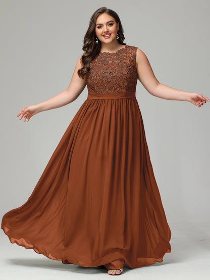 A-Line Bateau Plus Size Chiffon Bridesmaid Dresses