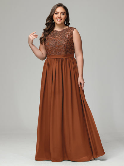 A-Line Bateau Plus Size Chiffon Bridesmaid Dresses