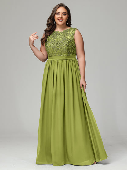A-Line Bateau Plus Size Chiffon Bridesmaid Dresses