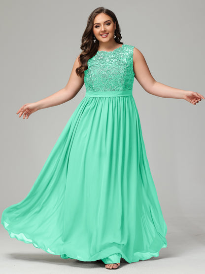 A-Line Bateau Plus Size Chiffon Bridesmaid Dresses
