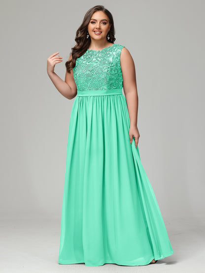 A-Line Bateau Plus Size Chiffon Bridesmaid Dresses