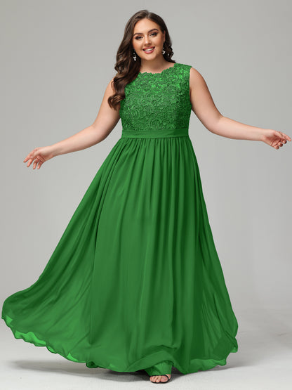 A-Line Bateau Plus Size Chiffon Bridesmaid Dresses