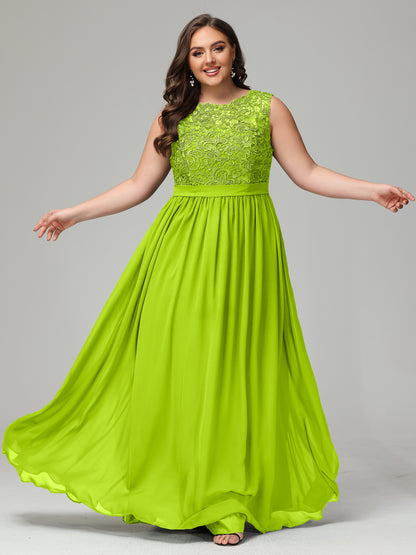 A-Line Bateau Plus Size Chiffon Bridesmaid Dresses
