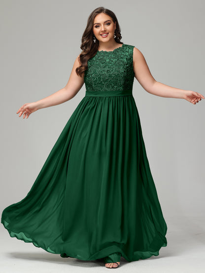 A-Line Bateau Plus Size Chiffon Bridesmaid Dresses