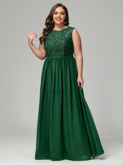 A-Line Bateau Plus Size Chiffon Bridesmaid Dresses