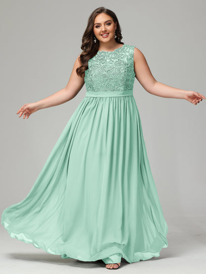 A-Line Bateau Plus Size Chiffon Bridesmaid Dresses