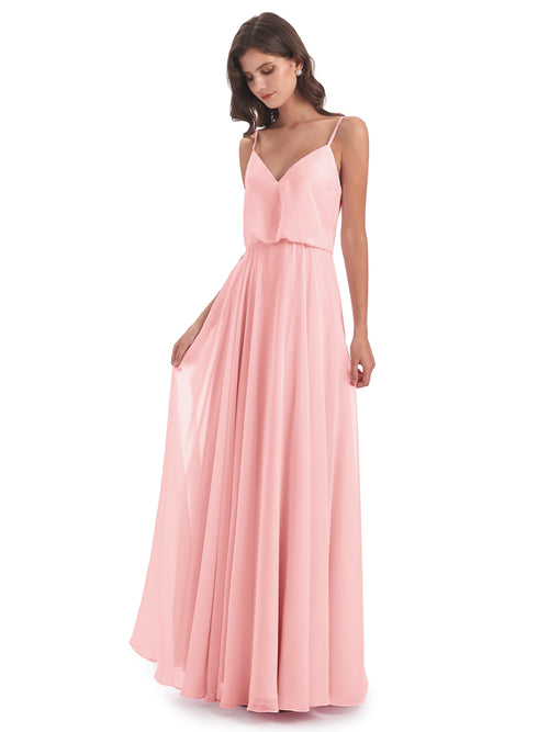 Leah Floor Length Spaghetti Straps Chiffon Bridesmaid Dresses