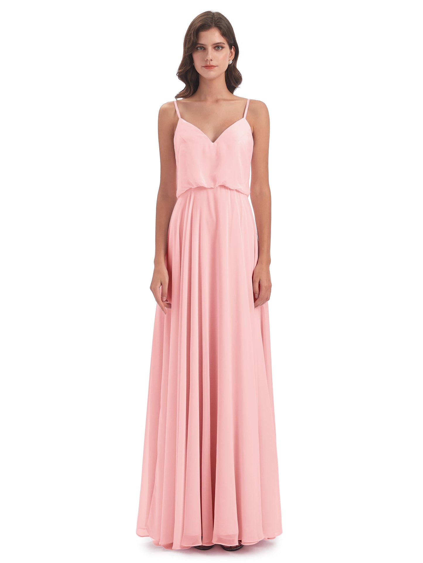 Leah Floor Length Spaghetti Straps Chiffon Bridesmaid Dresses