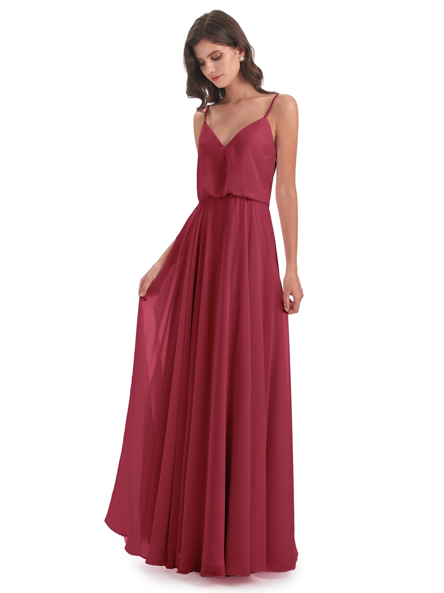 Leah Floor Length Spaghetti Straps Chiffon Bridesmaid Dresses