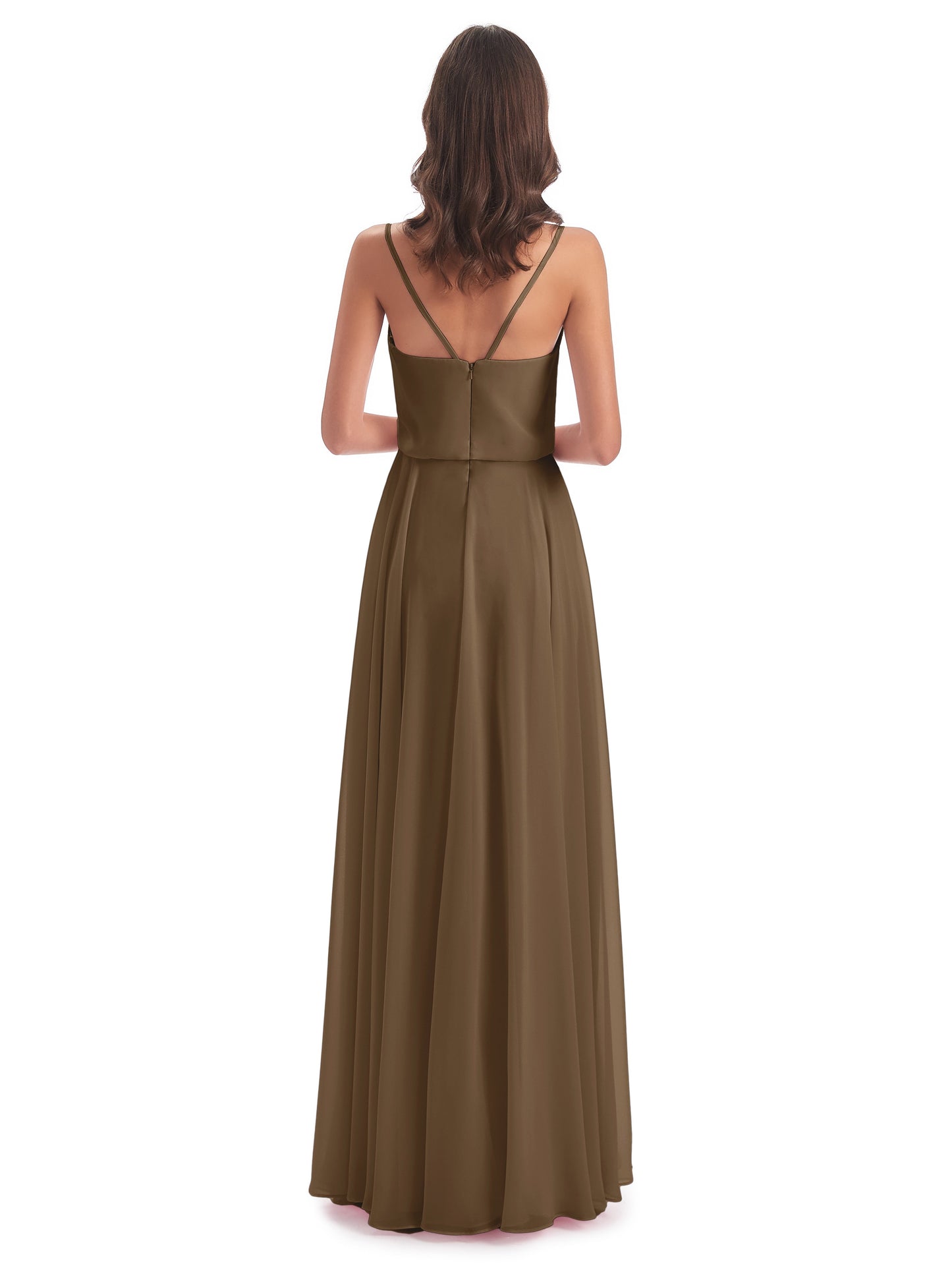 Leah Floor Length Spaghetti Straps Chiffon Bridesmaid Dresses