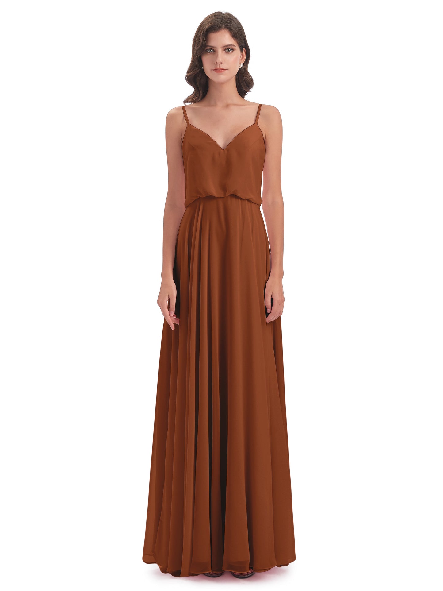 Leah Floor Length Spaghetti Straps Chiffon Bridesmaid Dresses