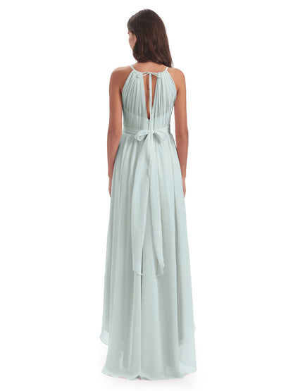 Oaklee Asymmetrical High Low Halter Chiffon Bridesmaid Dresses