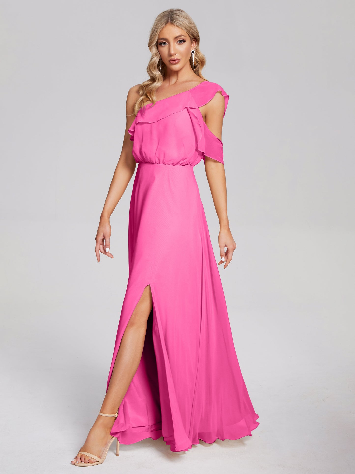 Paislee One Shoulder Ruffles Chiffon Bridesmaid Dress