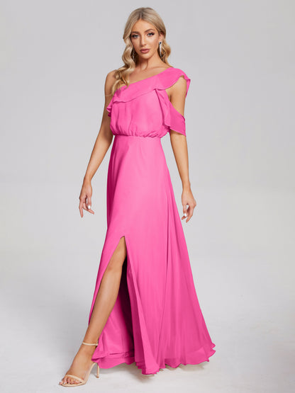 Paislee One Shoulder Ruffles Chiffon Bridesmaid Dress