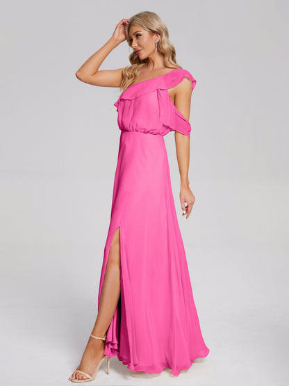 Paislee One Shoulder Ruffles Chiffon Bridesmaid Dress