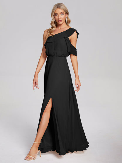 Paislee One Shoulder Ruffles Chiffon Bridesmaid Dress