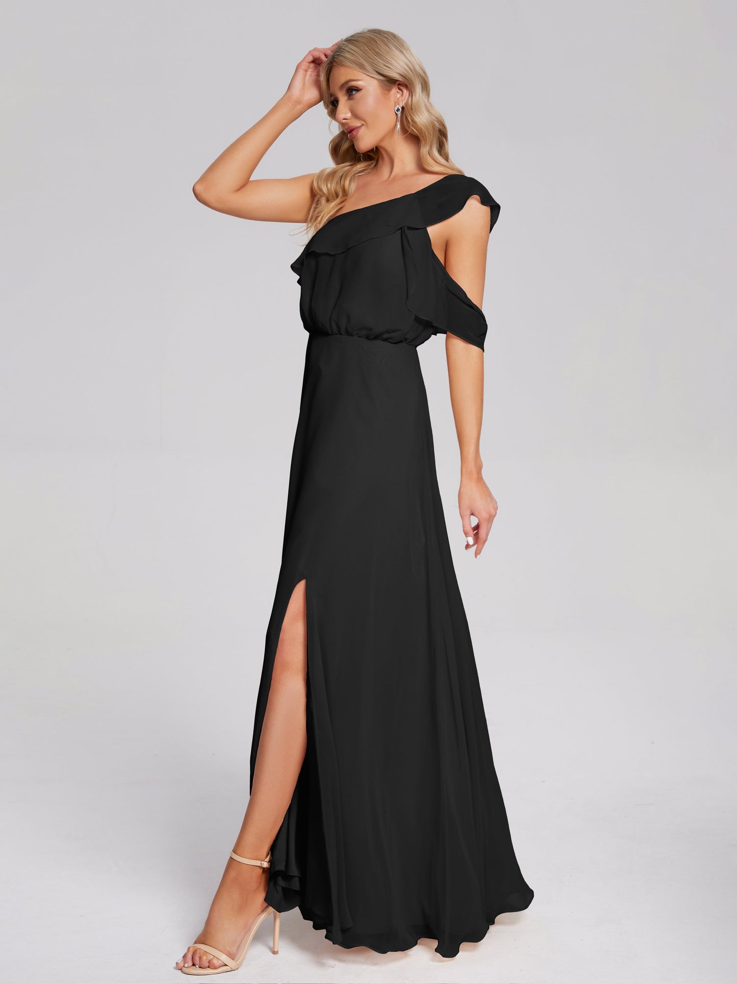 Paislee One Shoulder Ruffles Chiffon Bridesmaid Dress