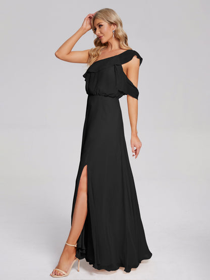 Paislee One Shoulder Ruffles Chiffon Bridesmaid Dress