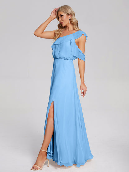 Paislee One Shoulder Ruffles Chiffon Bridesmaid Dress