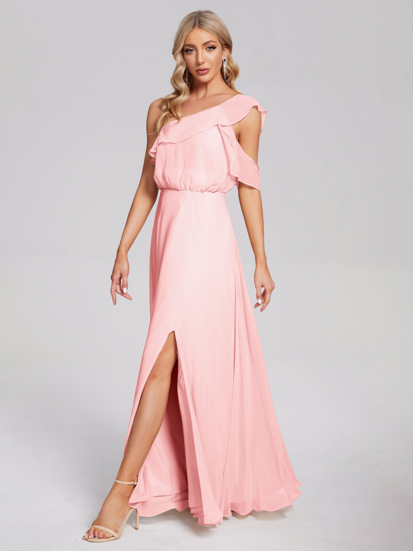Paislee One Shoulder Ruffles Chiffon Bridesmaid Dress