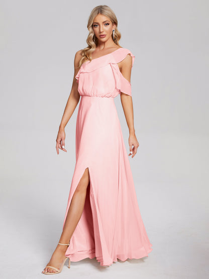 Paislee One Shoulder Ruffles Chiffon Bridesmaid Dress