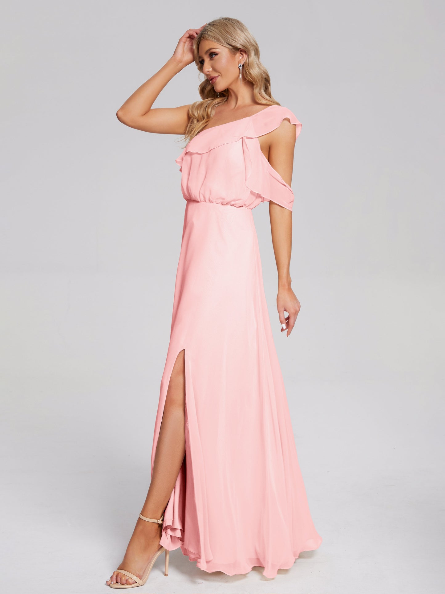Paislee One Shoulder Ruffles Chiffon Bridesmaid Dress