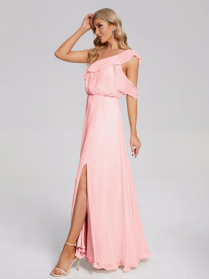 Paislee One Shoulder Ruffles Chiffon Bridesmaid Dress