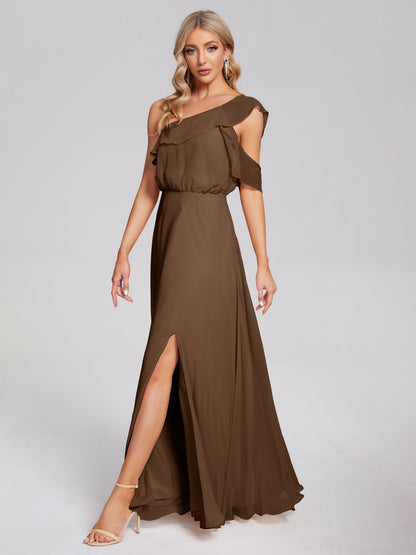 Paislee One Shoulder Ruffles Chiffon Bridesmaid Dress