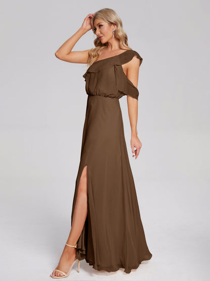 Paislee One Shoulder Ruffles Chiffon Bridesmaid Dress