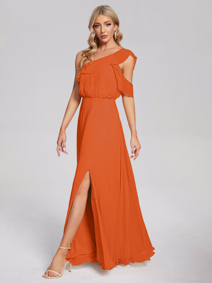 Paislee One Shoulder Ruffles Chiffon Bridesmaid Dress