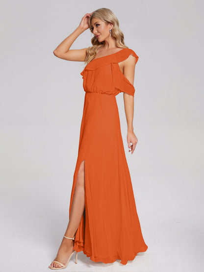 Paislee One Shoulder Ruffles Chiffon Bridesmaid Dress