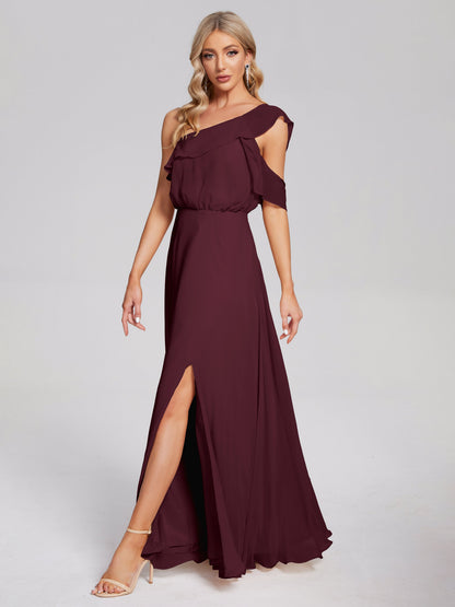 Paislee One Shoulder Ruffles Chiffon Bridesmaid Dress