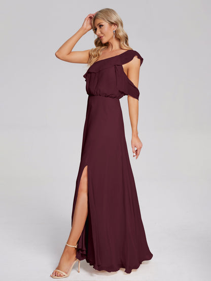 Paislee One Shoulder Ruffles Chiffon Bridesmaid Dress