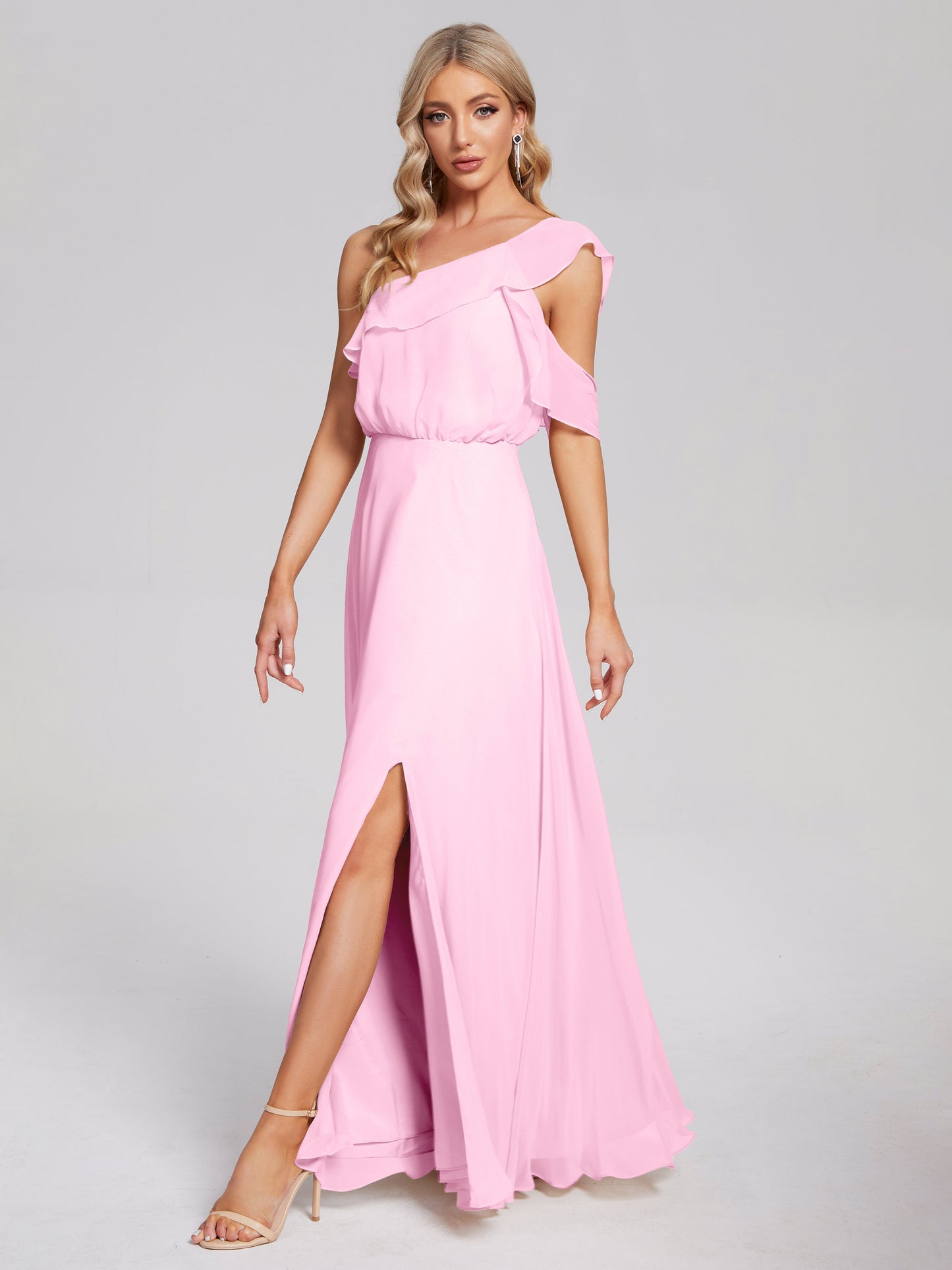 Paislee One Shoulder Ruffles Chiffon Bridesmaid Dress