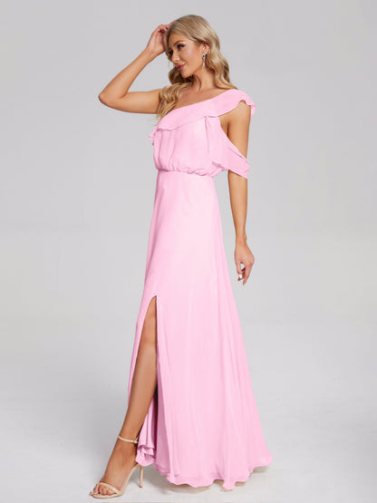Paislee One Shoulder Ruffles Chiffon Bridesmaid Dress