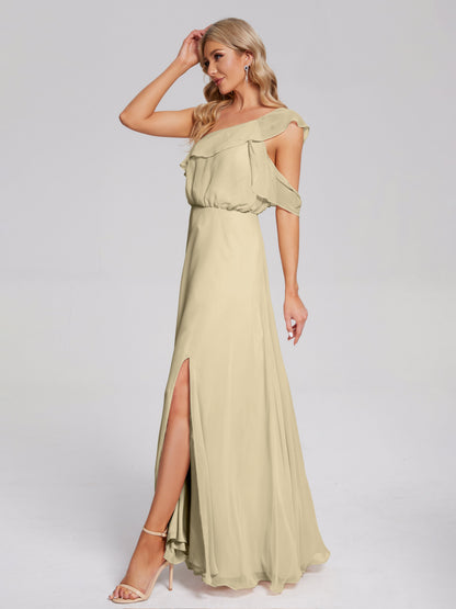 Paislee One Shoulder Ruffles Chiffon Bridesmaid Dress